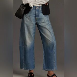 Pilcro Blue Denim Jeans Wide Leg Eyck Wash Streetwear Boho Logo Sz 32